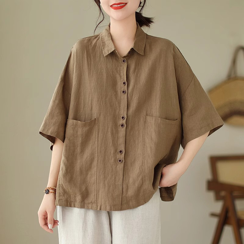 MHL. レディース　シャツ　半袖　II　コットン　麻 マーガレットハウエル MHL. 半袖 シャツ ブラウス コットン 麻