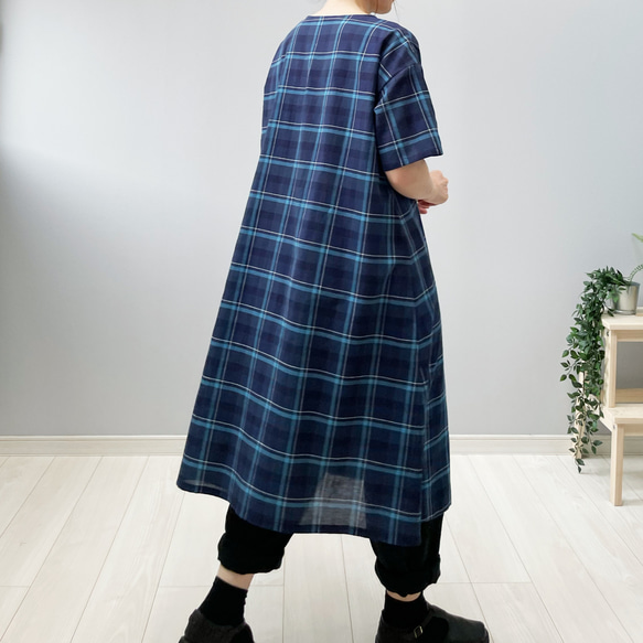 Creema限定夏の福袋 チェックの半袖ワンピース＋アンダードレスパンツ。単品購入より2,000円割引【受注製作】送料込 5枚目の画像