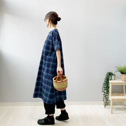 Creema限定夏の福袋 チェックの半袖ワンピース＋アンダードレスパンツ。単品購入より2,000円割引【受注製作】送料込 3枚目の画像