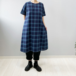 Creema限定夏の福袋 チェックの半袖ワンピース＋アンダードレスパンツ。単品購入より2,000円割引【受注製作】送料込 4枚目の画像