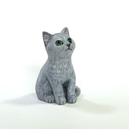 ロシアンブルーの置物(猫の置物) 招き猫 猫ハウス 通販 19484015
