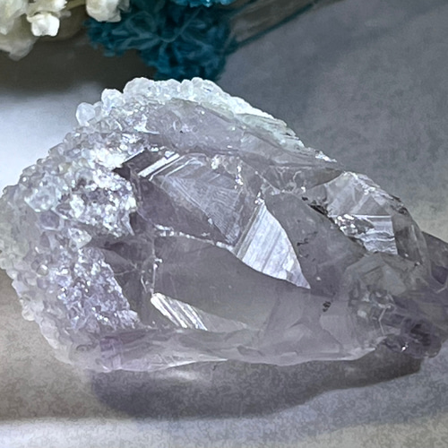 スノーキャップ・アメジスト ドゥルージー ラフストーン 原石 紫水晶