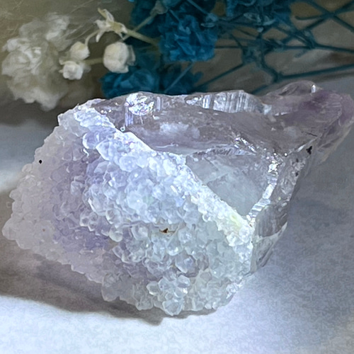 スノーキャップ・アメジスト ドゥルージー ラフストーン 原石 紫水晶