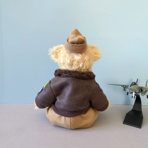 送料無料 受注製作 くまのぬいぐるみ ドイツ製モヘア使用 本革仕立て