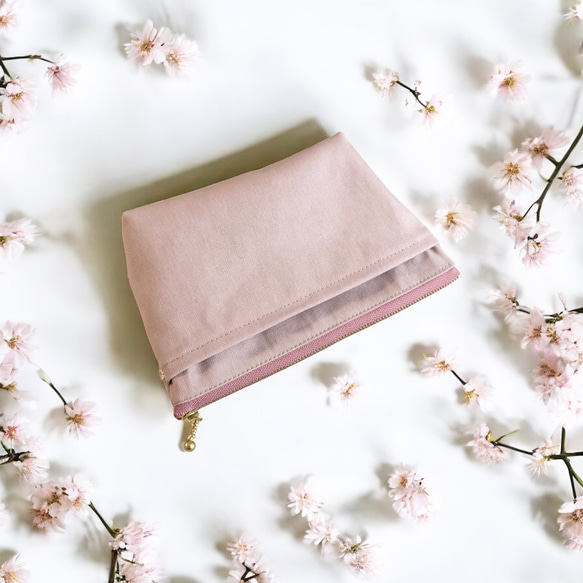 【新サイズ】桜/インド刺繍◆外ポケット付きマチ付きポーチ/マルチポーチ【L】 5枚目の画像