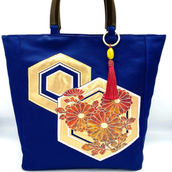 シャンパンゴールド草花刺繍 帯リメイクバッグ クラッチ