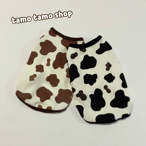 送料無料♡【茶牛さん】ホルスタイン柄 タンクトップ XXS〜 犬服