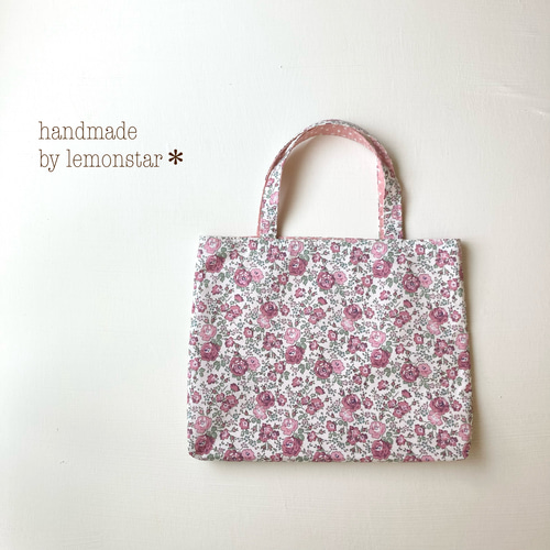 Large machine] sewing household a with Made リバティフェリシテがポイント帆布のトートバッグ canvas no with bag トートバッグ