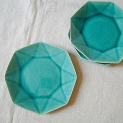 青緑色 フラスコ型陶器 八角形 宝石みたいなうつわ オクタゴン｜海色（トルコブルー）｜八角皿｜陶器