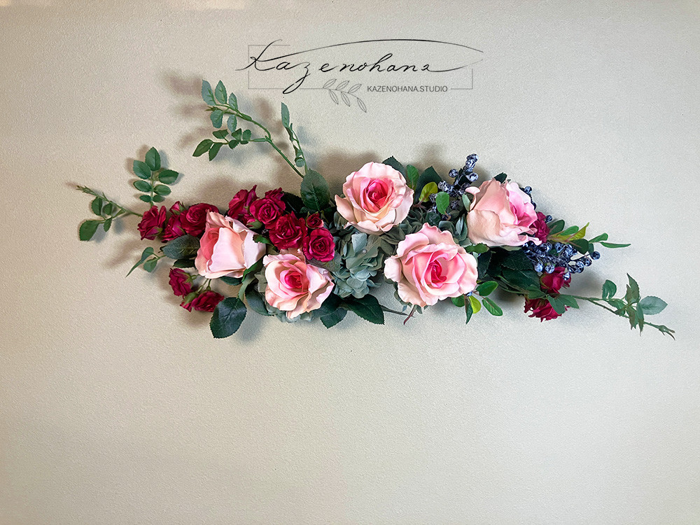 バラの壁飾り＊テーブルセッティングセンター＊スワッグ＊リース