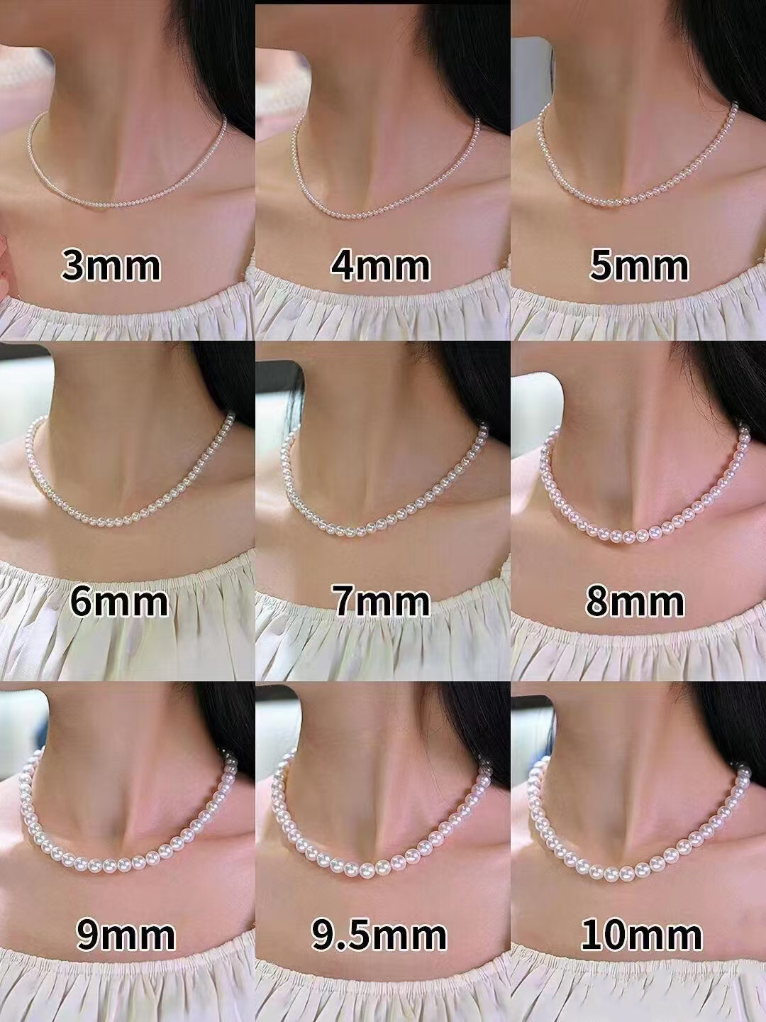 【La Corser】日本製 6.5-9.5mm アコヤ天然海水真珠ネックレス 天体グレード ラウンド型 強い光 14Kゴールド