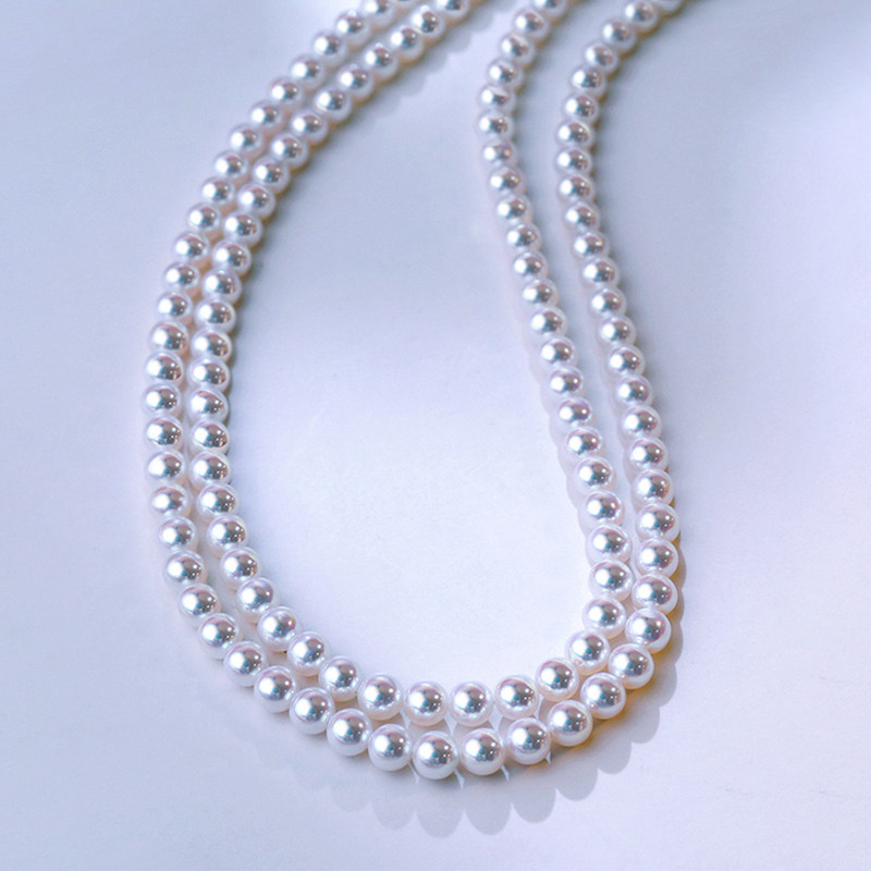 【La Corser】カラフルな日本製3-6mmアコヤ海水真珠ネックレス、天国のようなラウンドオーロラ18Kゴールドベビービーズ