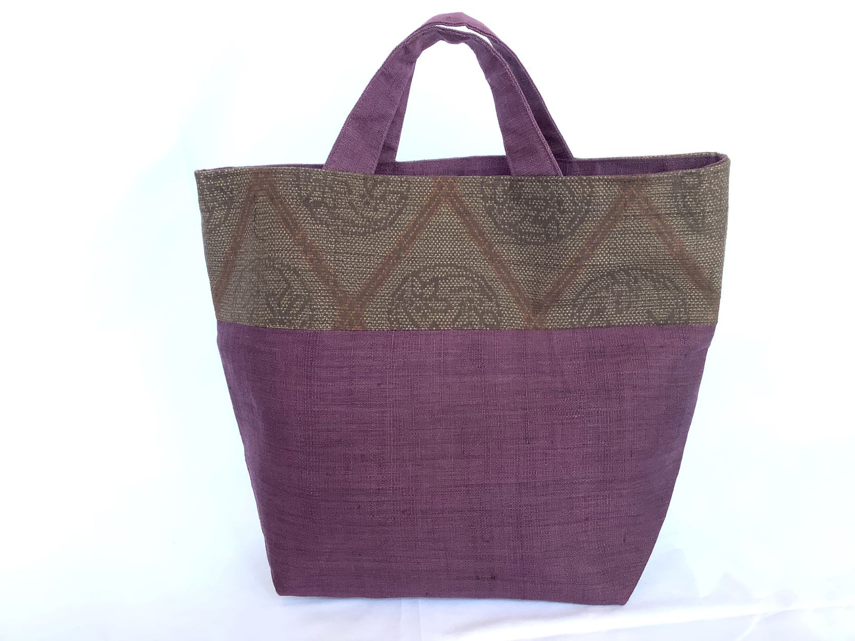 伝統織物のトップブランド塩沢織の麻絹 トートバッグD83