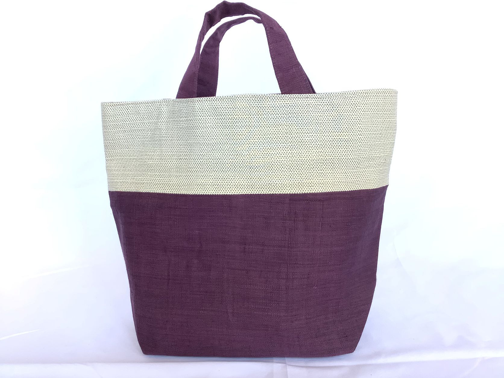 伝統織物のトップブランド塩沢織の麻絹 トートバッグD84