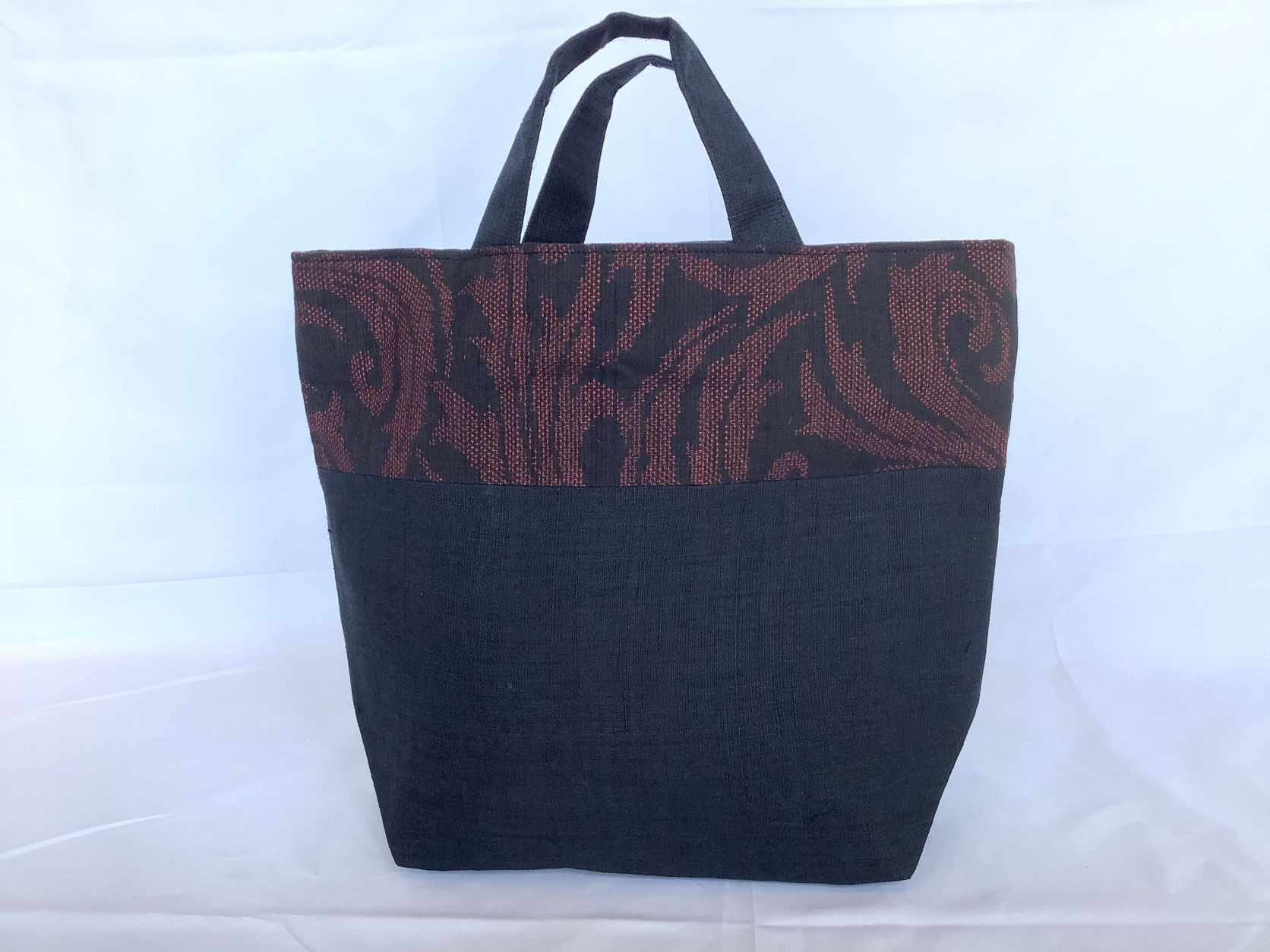 伝統織物のトップブランド塩沢織の麻絹 トートバッグD90