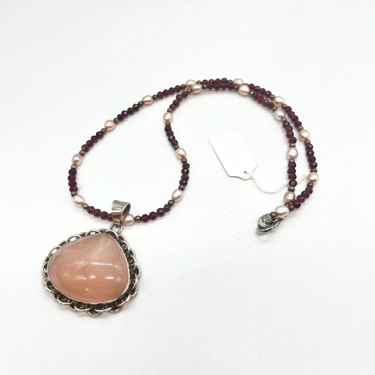 ネックレス 天然石 シルバー ローズクォーツ アメジスト シルバー925 ハンドメイド 一点もの レディース