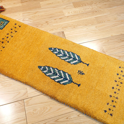 【夏のキャンペーン】ペルシャ　ギャッベ ミニランナー　120×40 ベージュヤギ 夏のキャンペーン】ペルシャ ギャッベ ミニランナー 120×40