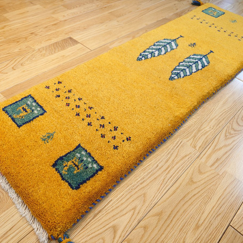 【夏のキャンペーン】ペルシャ　ギャッベ ミニランナー　120×40 ベージュヤギ 夏のキャンペーン】ペルシャ ギャッベ ミニランナー 120×40