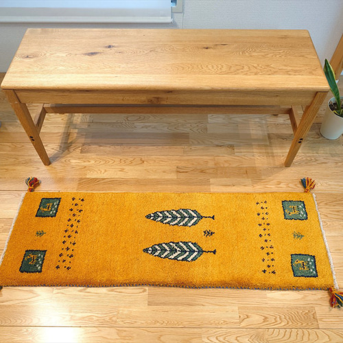 【夏のキャンペーン】ペルシャ　ギャッベ ミニランナー　120×40 ベージュヤギ 夏のキャンペーン】ペルシャ ギャッベ ミニランナー 120×40