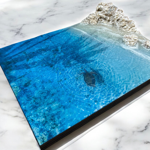 『沖縄の海を感じる』オーシャンレジンアート／立体アート／杉板30×60cm okinawaの海を感じる』オーシャンレジンアート／杉板30×60 okinawaの海