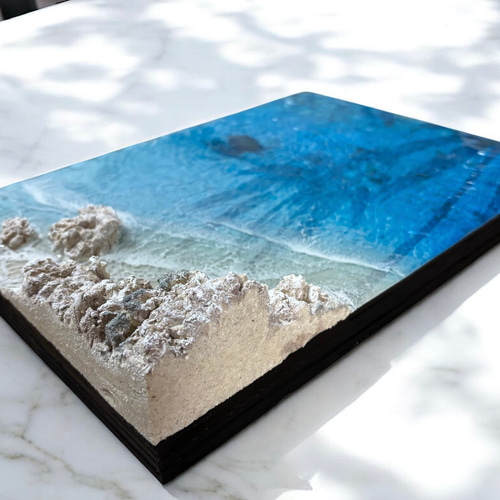 ヤシの影> 超立体 沖縄の海 レジンアートボード 美ら海 オーシャン