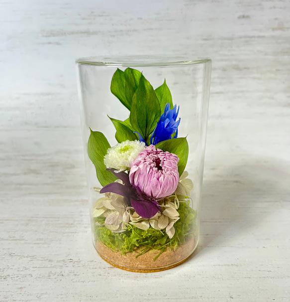 ✽やさしく寄り添う✽モダンなお供え花【funeral glass flower 〜sweet lilac～ 】 1枚目の画像