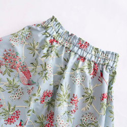 【ピーコック柄のスカート】 ウエストゴムオーダー　コットン　みずいろ　クリーム 6枚目の画像