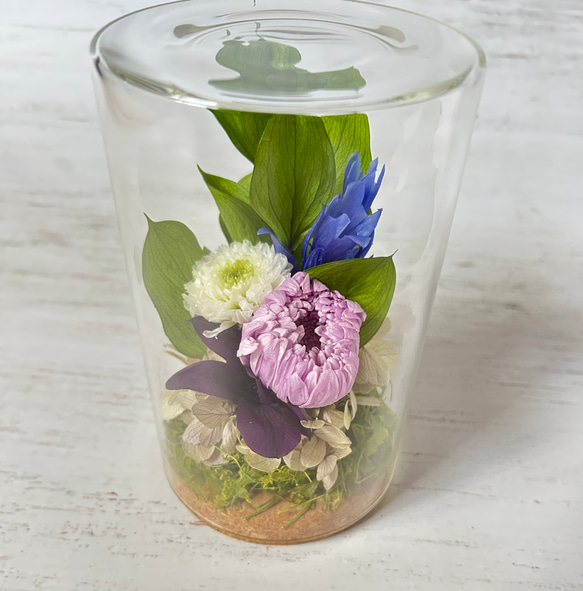 ✽やさしく寄り添う✽モダンなお供え花2個セット【funeral glass flower 〜sweet lilac～ 】 5枚目の画像