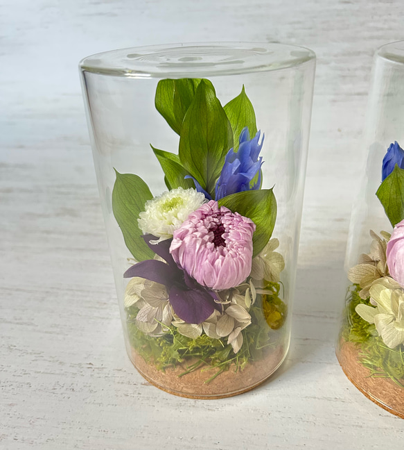 ✽やさしく寄り添う✽モダンなお供え花2個セット【funeral glass flower 〜sweet lilac～ 】 4枚目の画像