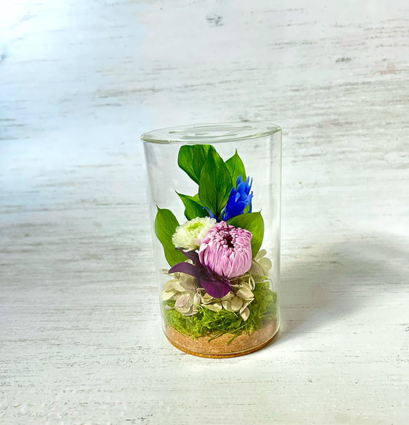 ✽やさしく寄り添う✽モダンなお供え花2個セット【funeral glass flower 〜sweet lilac～ 】 3枚目の画像