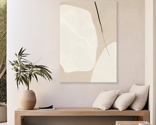 北欧キャンバスアートパネル_ abstract shape art beige
