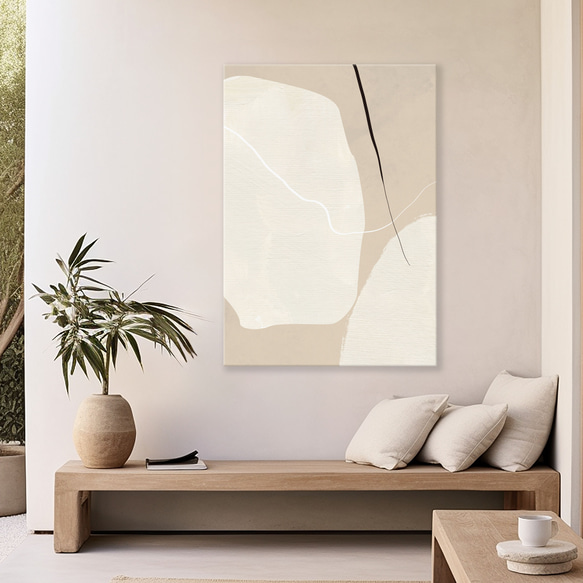 北欧キャンバスアートパネル_ abstract shape art beige インテリア