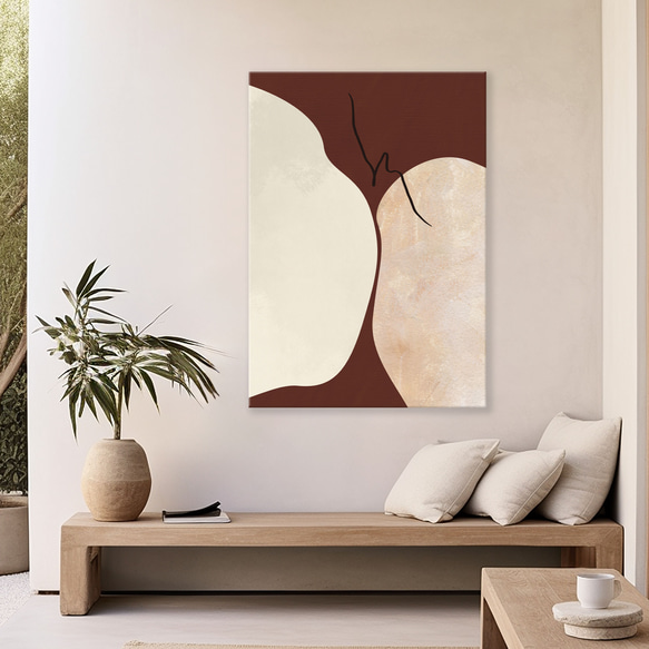 北欧キャンバスアートパネル_ abstract shape art brown インテリア