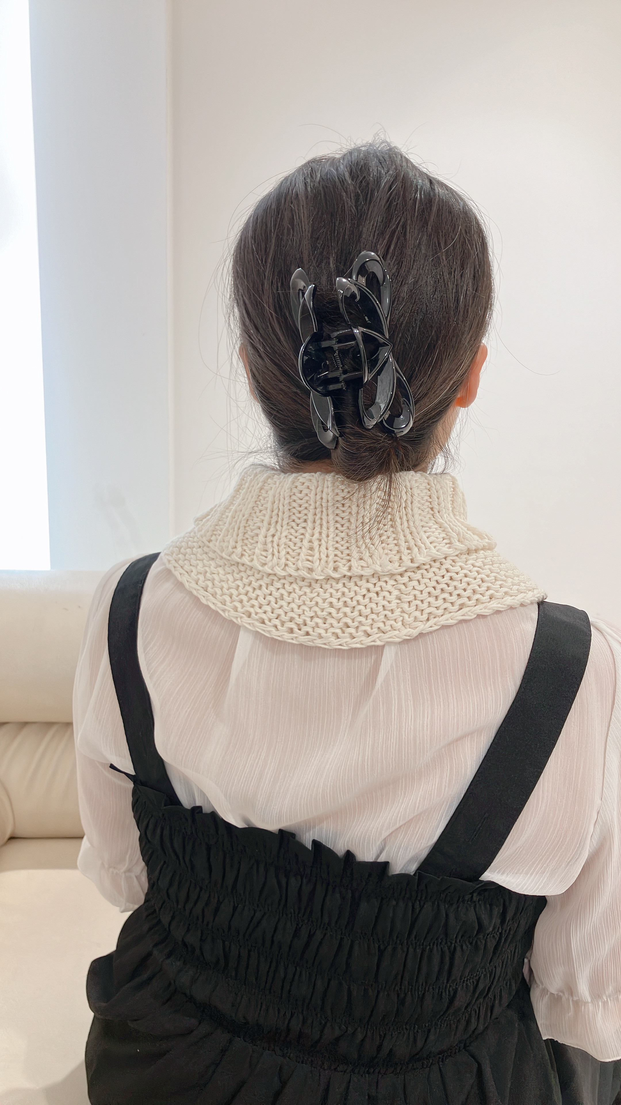 日焼け対策　夏用　ネックウォーマー　UVコットン　アイボリー　つけ襟　手編み　ハンドメイド　UVカット　着る日焼け止め