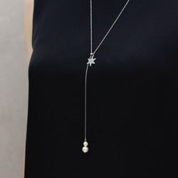 3日以内発送！クリスマス【イヤリング + ロングネックレス セット】雪の結晶・雪だるま パール ゴールド色／シルバー色 9枚目の画像