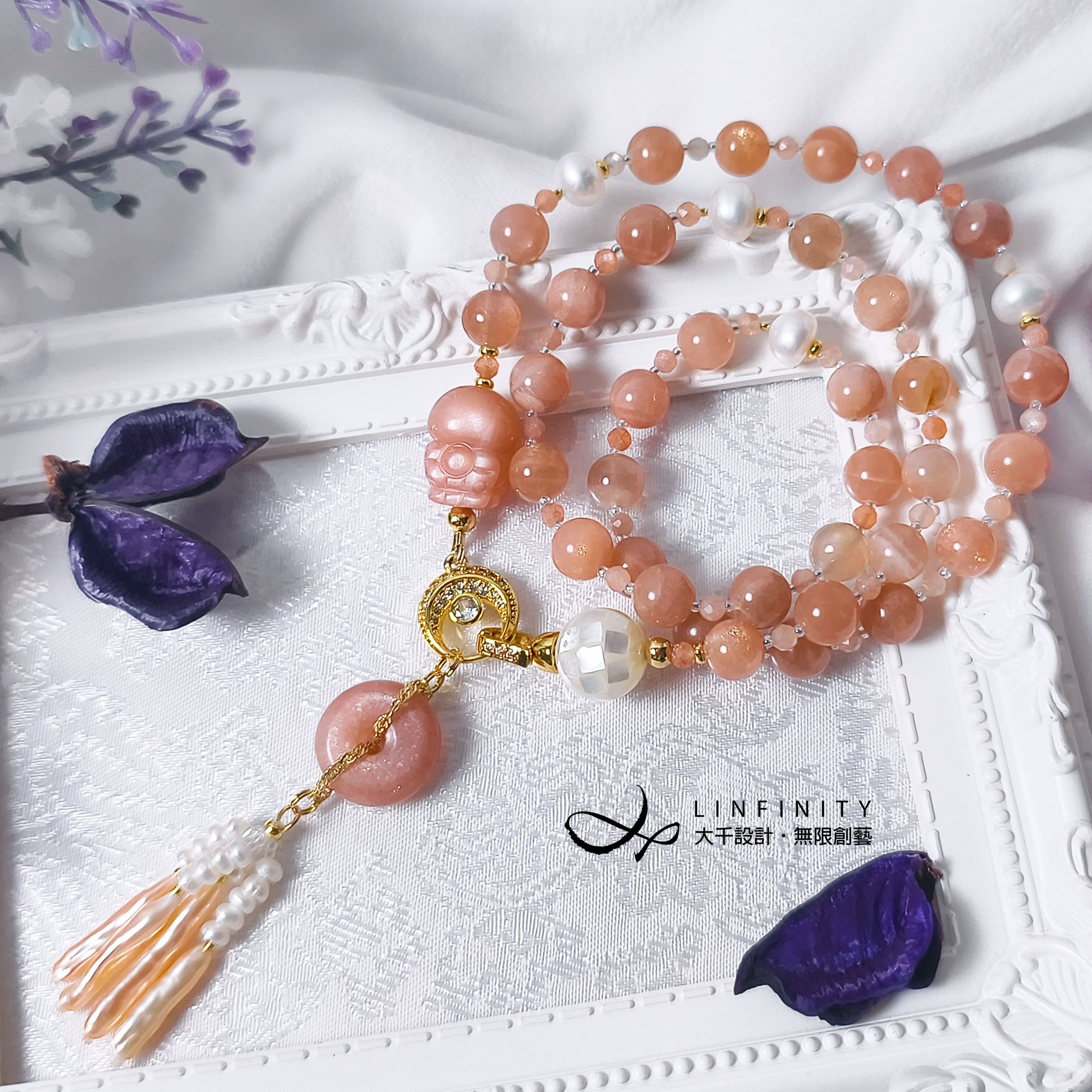 ✦❀ 旧正月をお祝い | 宝石 50% オフ ❀✦ 最高級オレンジムーンライト貔貅真珠古代コイン富を引き寄せる3連ブレスレットネ