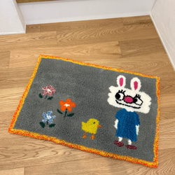 新作】 うさぎ ミニラグ インテリア 雑貨 タフティング