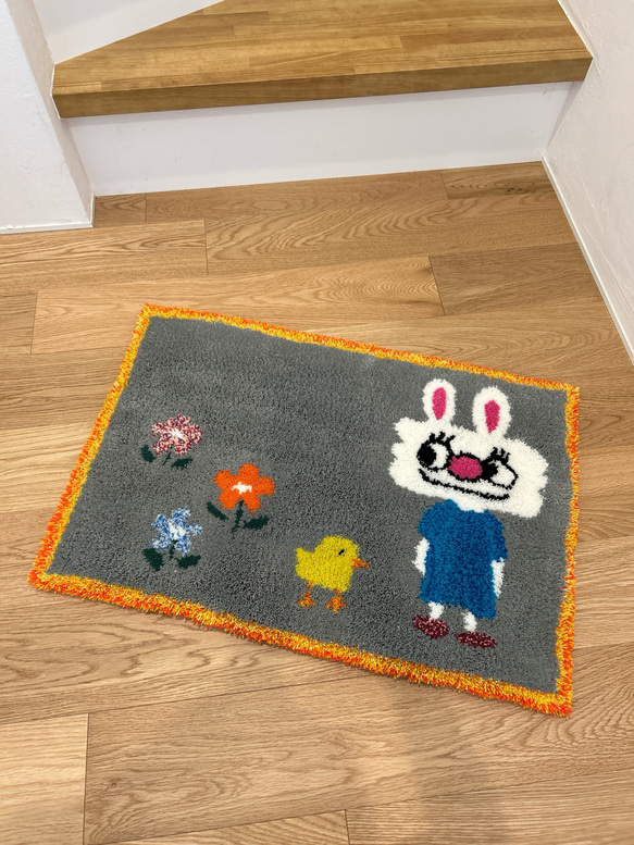タフティング ラグマット うさぎ オリジナル インテリア ラグ