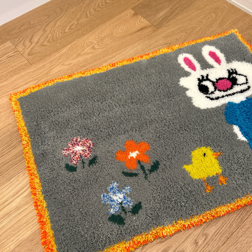 タフティング ラグマット うさぎ オリジナル インテリア ラグ