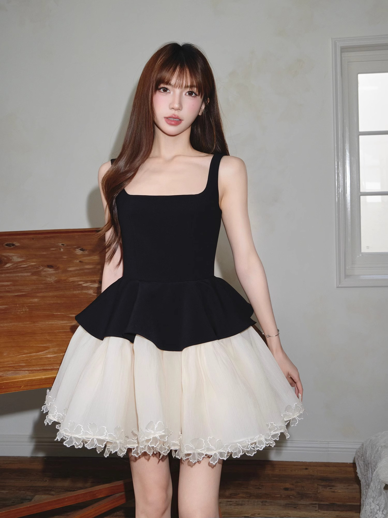 ドレス 黒 パーティー ウェディング ワンピース ショート丈 プリンセス かわいい ふわふわ 上品 韓国風 25603
