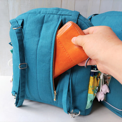 ★パッチワークとインド刺繍リボンのバッグ（ピーコックグリーン）★使い方は4通り【Creema限定】 12枚目の画像