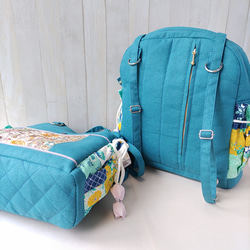 ★パッチワークとインド刺繍リボンのバッグ（ピーコックグリーン）★使い方は4通り【Creema限定】 11枚目の画像