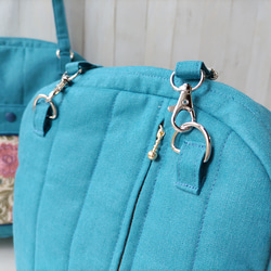 ★パッチワークとインド刺繍リボンのバッグ（ピーコックグリーン）★使い方は4通り【Creema限定】 16枚目の画像