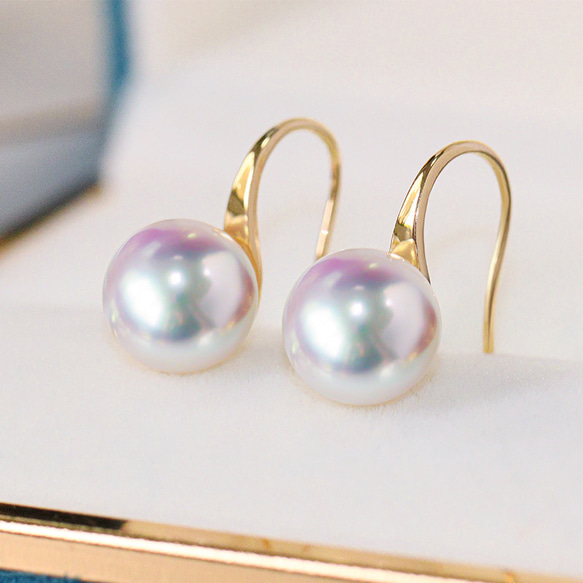 大粒 高グレード あこや真珠 ピアス あこやパール フックピアス