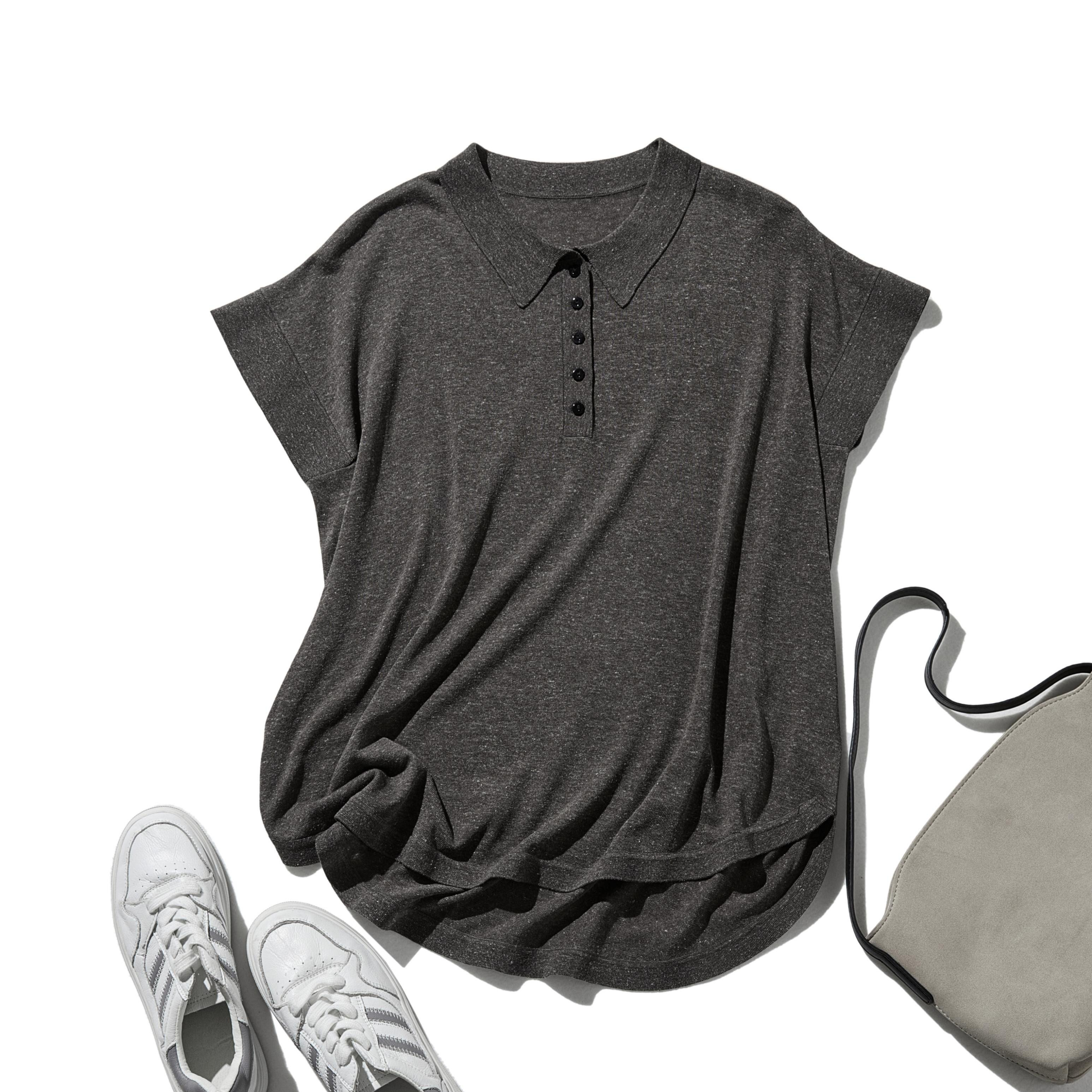 TIGHTBOOTH ダークグレー ニット ポロシャツ TIGHTBOOTH（タイトブース）/ BOARDER KNIT POLO SHIRT | 公式