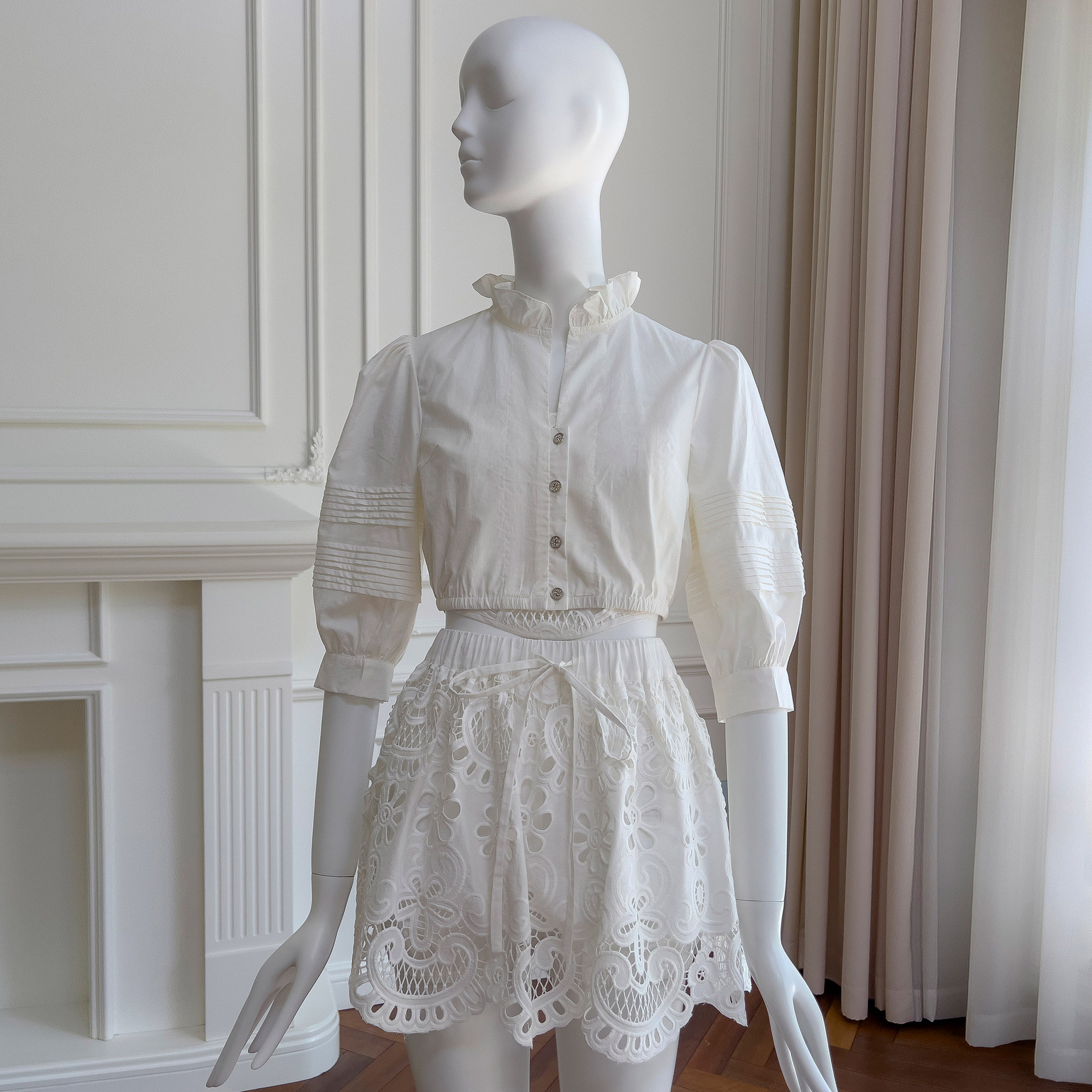 3点セット トップス パンツ 白 お出かけ 上品 韓国風 71437+71438+5135