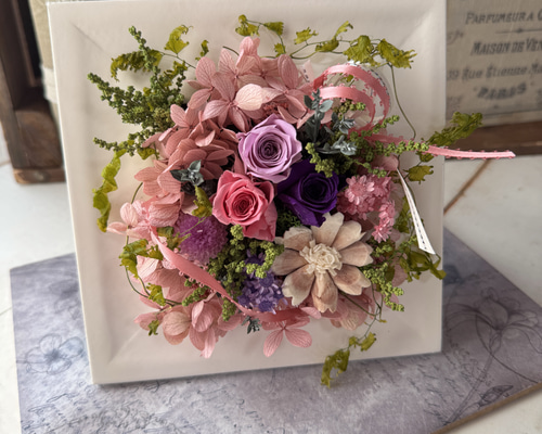 ピンクパープル〜プリザーブドフラワーアレンジ プリザーブドフラワー