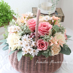 造花アレンジ｜結婚祝い 退職祝い 開店祝い｜大人可愛い｜おしゃれな花かご｜大きい花アレンジ 3枚目の画像