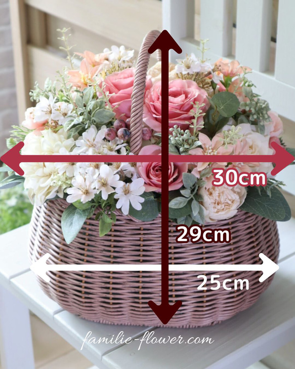 造花アレンジ｜結婚祝い 退職祝い 開店祝い｜大人可愛い｜おしゃれな花かご｜大きい花アレンジ 9枚目の画像