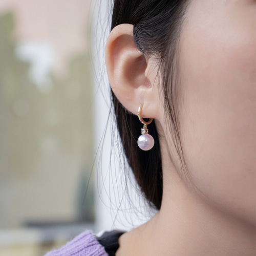 6.5mmあこや真珠❣️4mmベビーパール飾り山茶花パールピアス